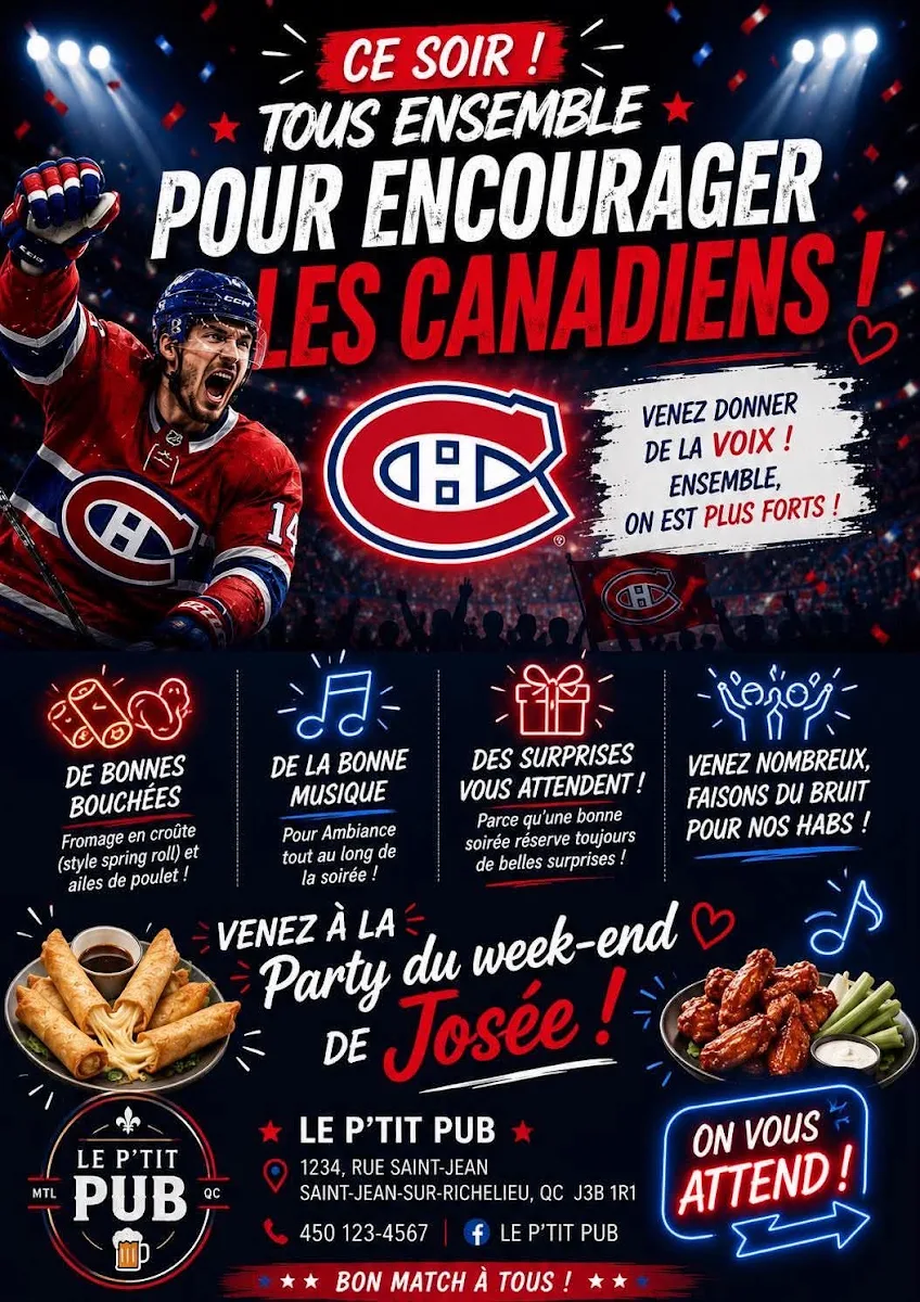 Menu, Le P'tit Pub