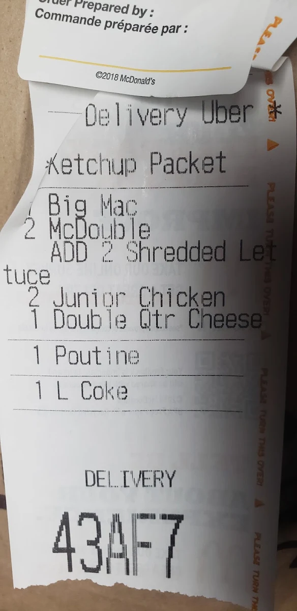 Menu, McDonald's