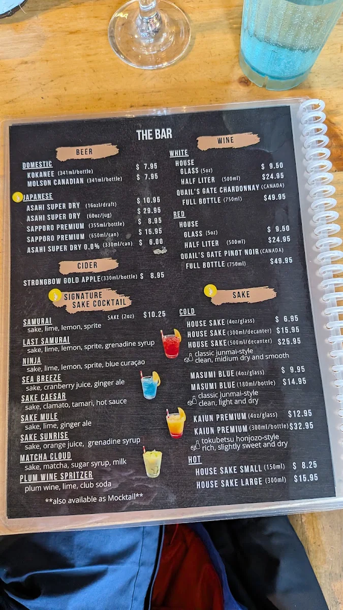 Menu, Sushi Bistro