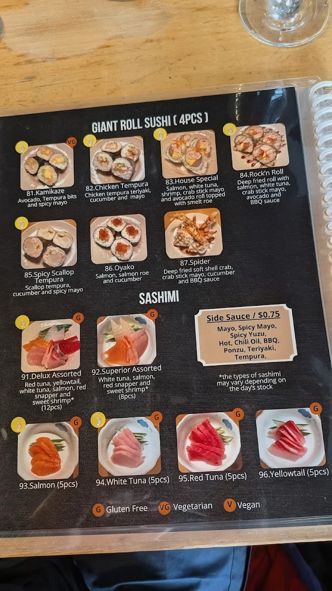 Menu, Sushi Bistro