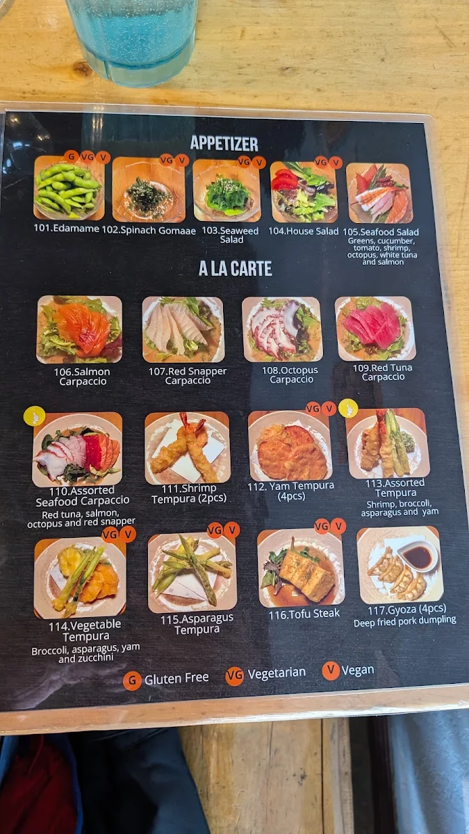 Menu, Sushi Bistro
