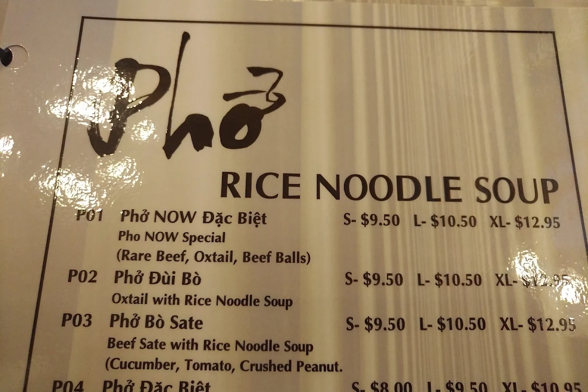 Menu, Pho Now