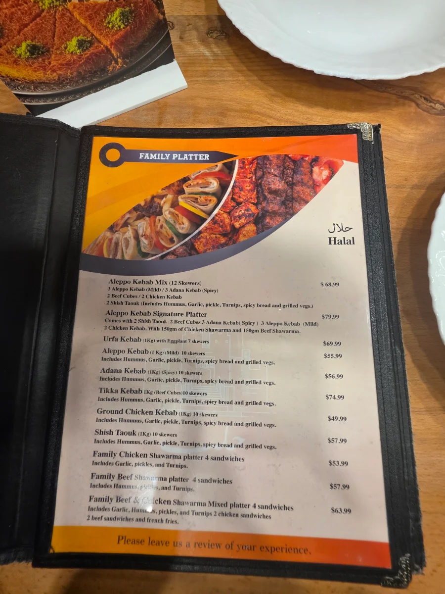 Menu, Aleppo Kebab