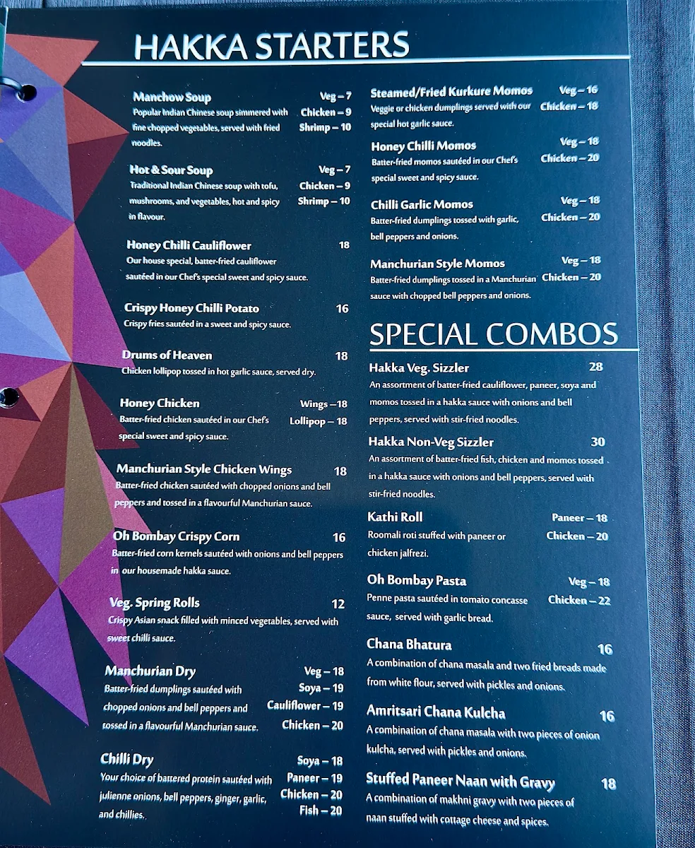 Menu, Oh Bombay - Brampton