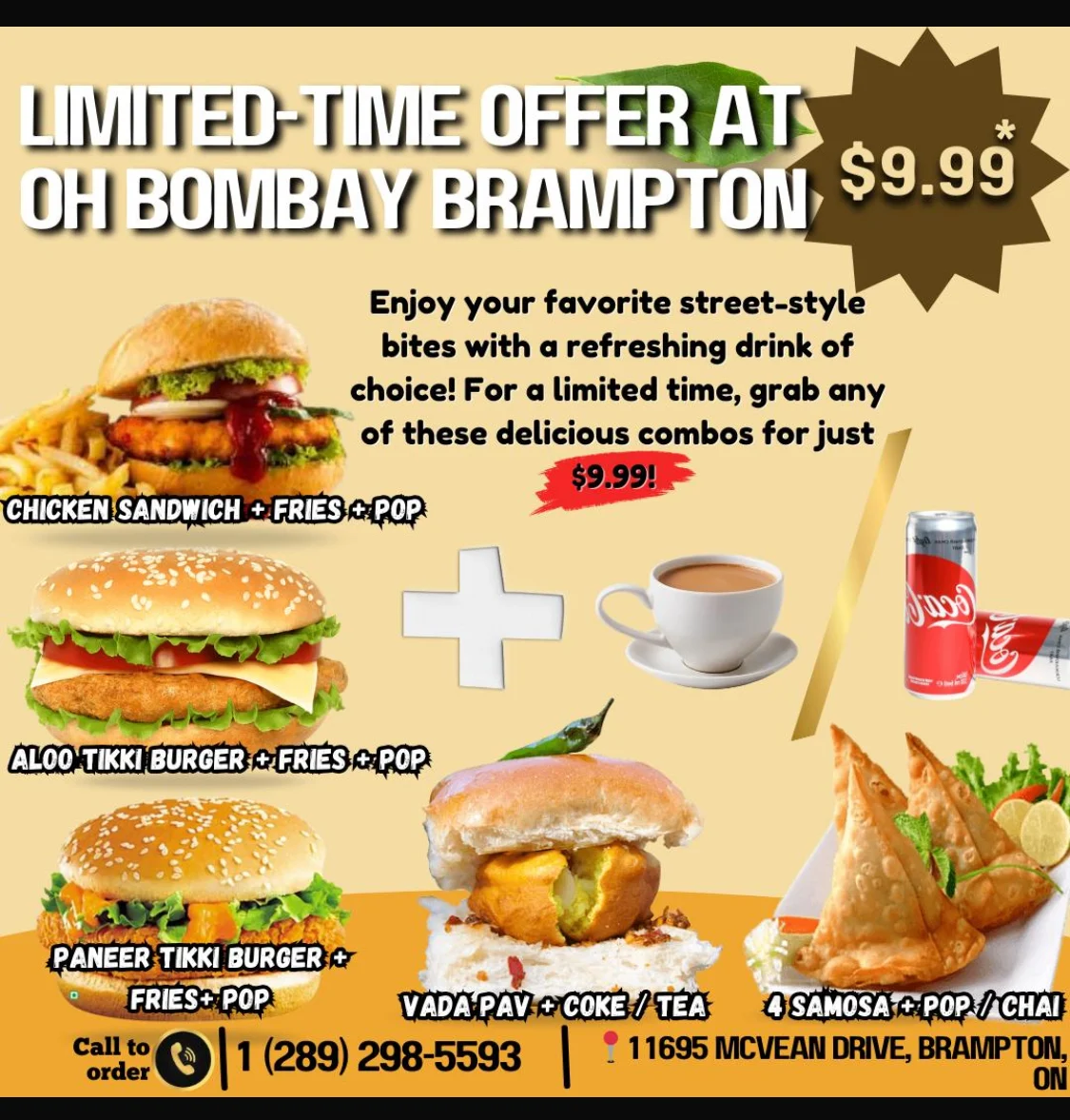 Menu, Oh Bombay - Brampton