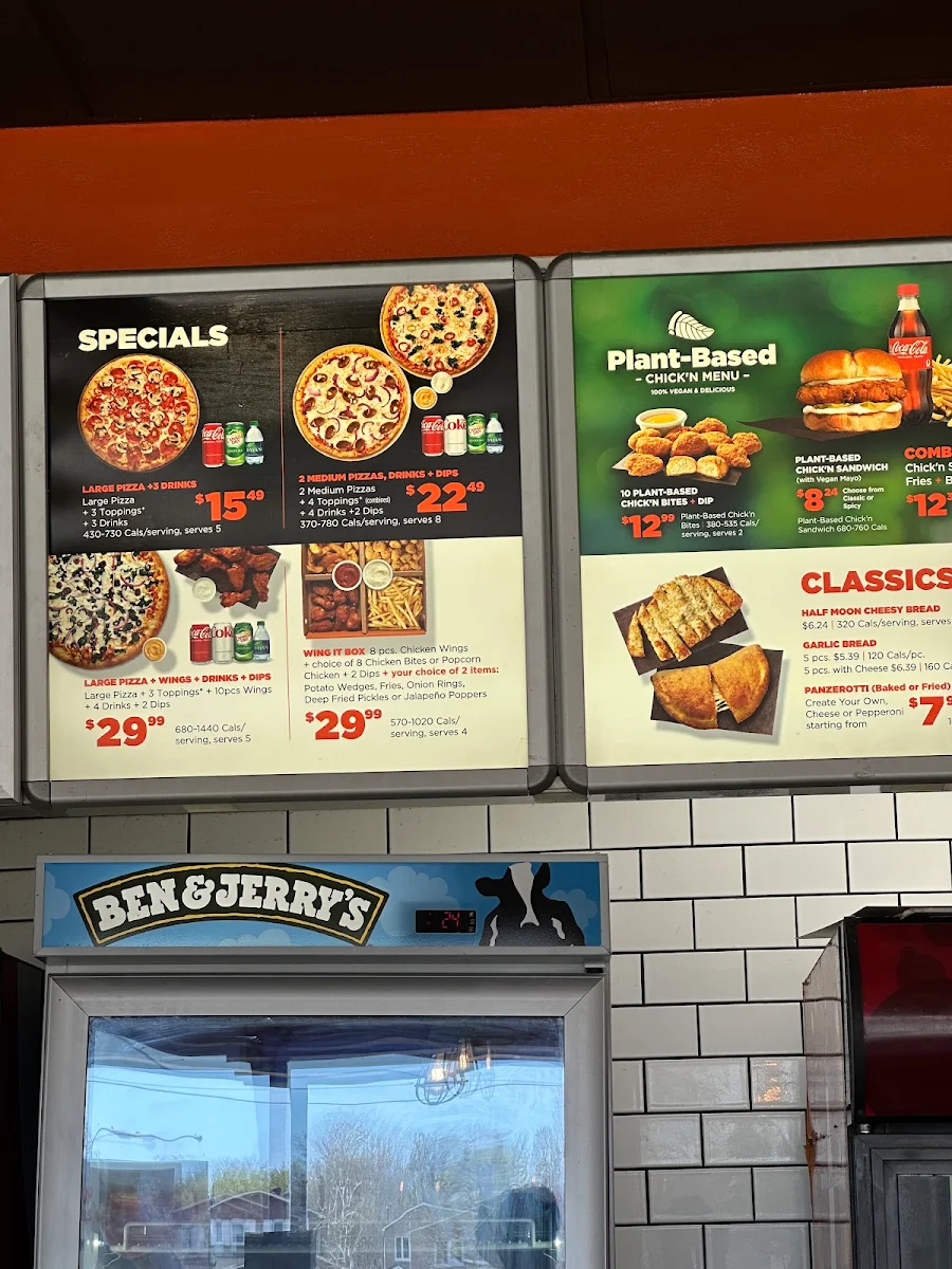 Menu, Pizza Pizza