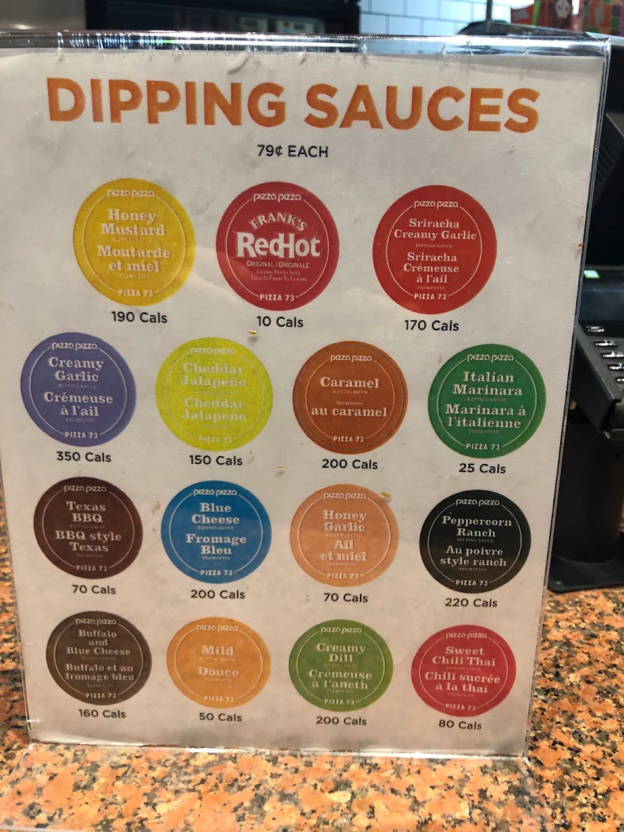Menu, Pizza Pizza