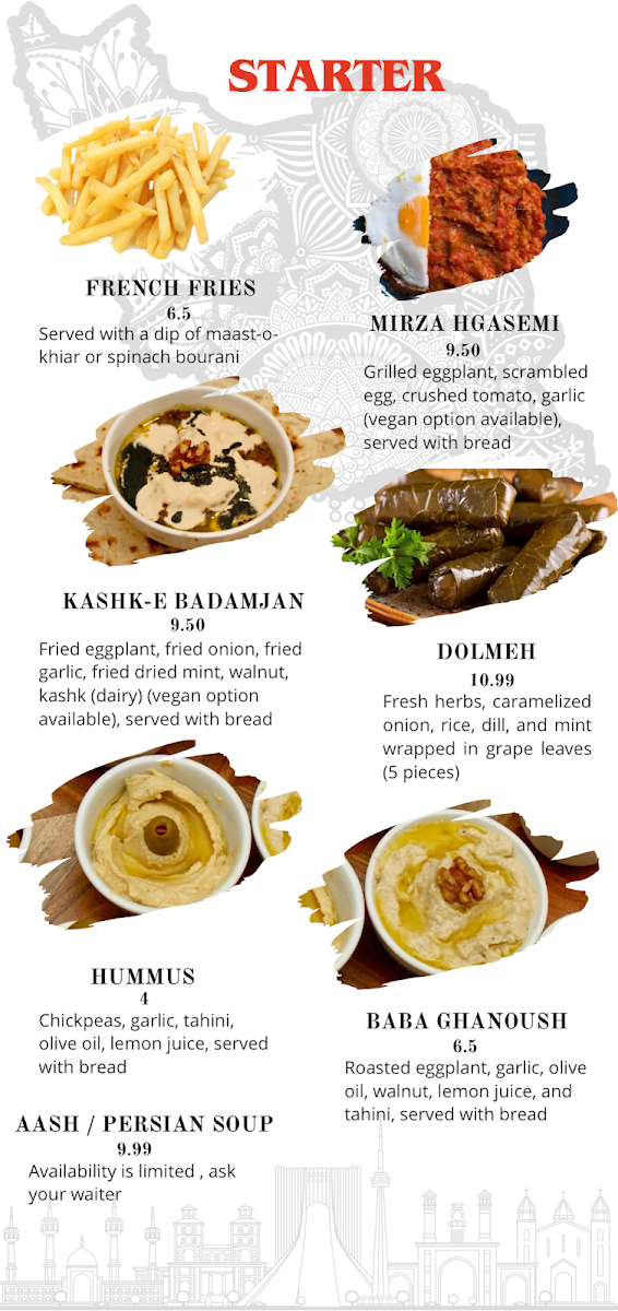 Menu, The Persian Grill House