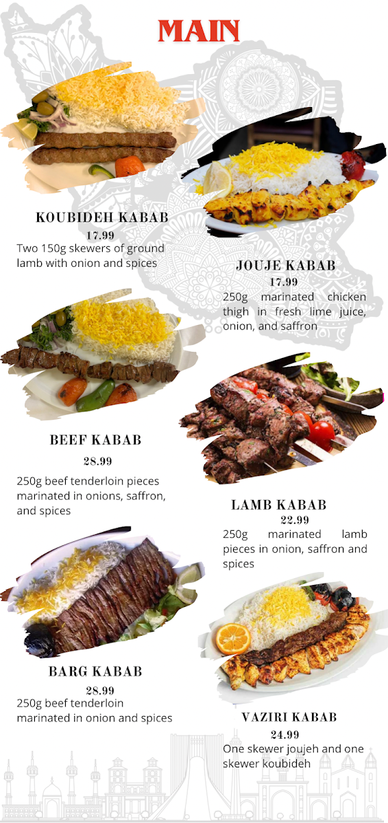 Menu, The Persian Grill House