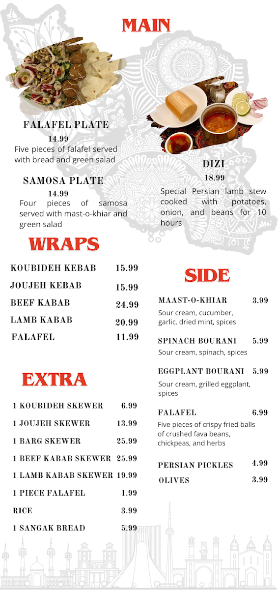 Menu, The Persian Grill House