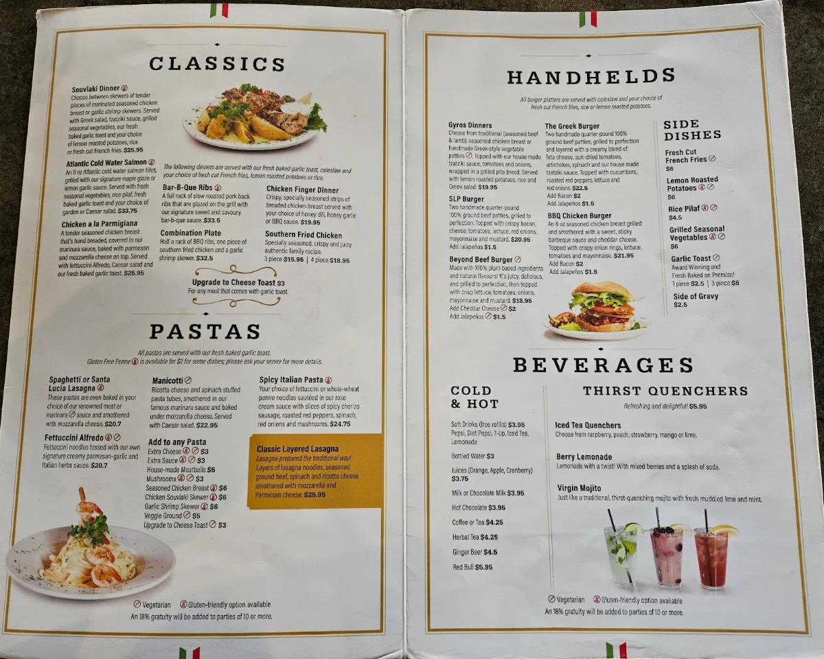 Menu, Santa Lucia Pizza