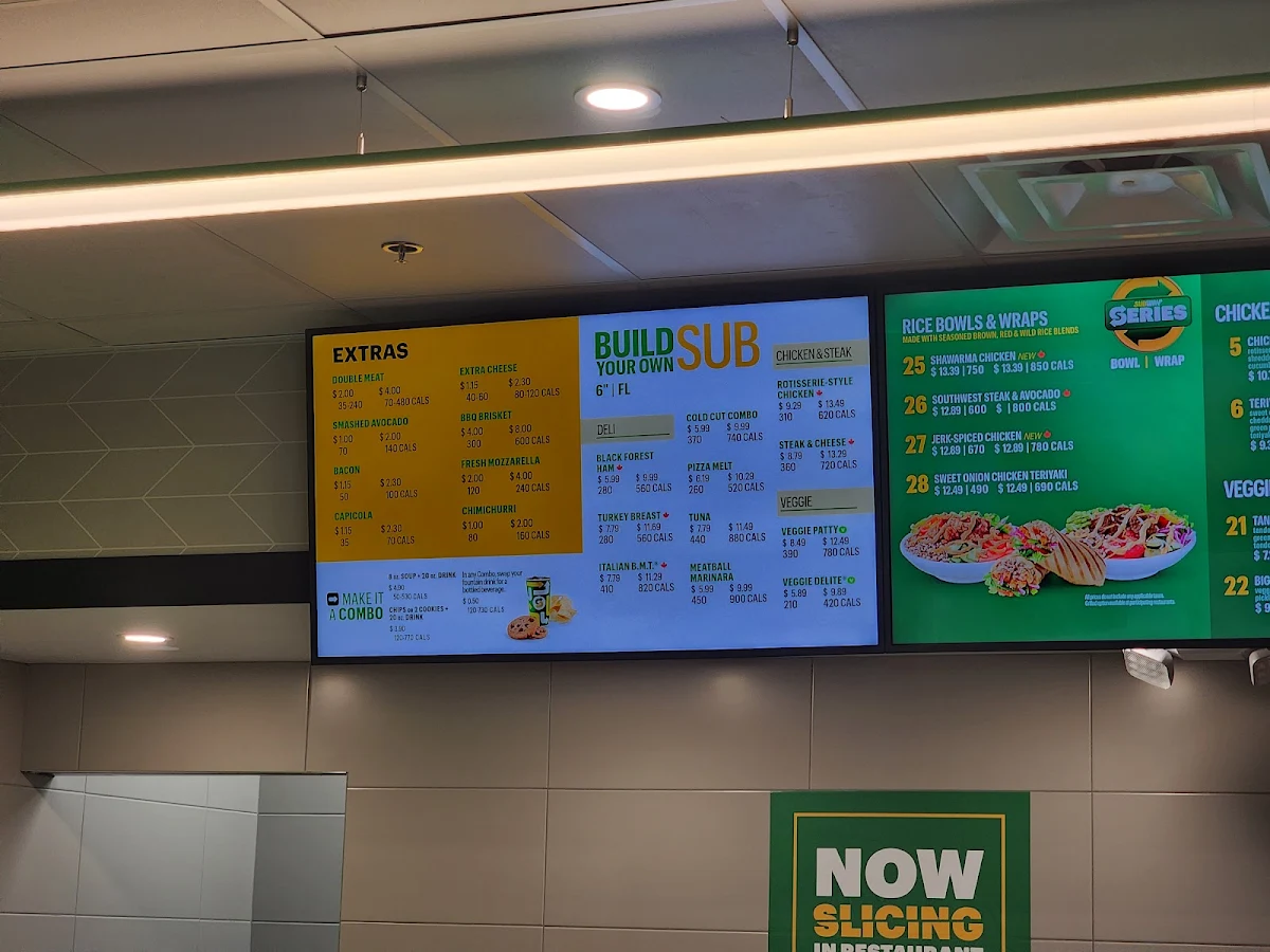 Menu, Subway