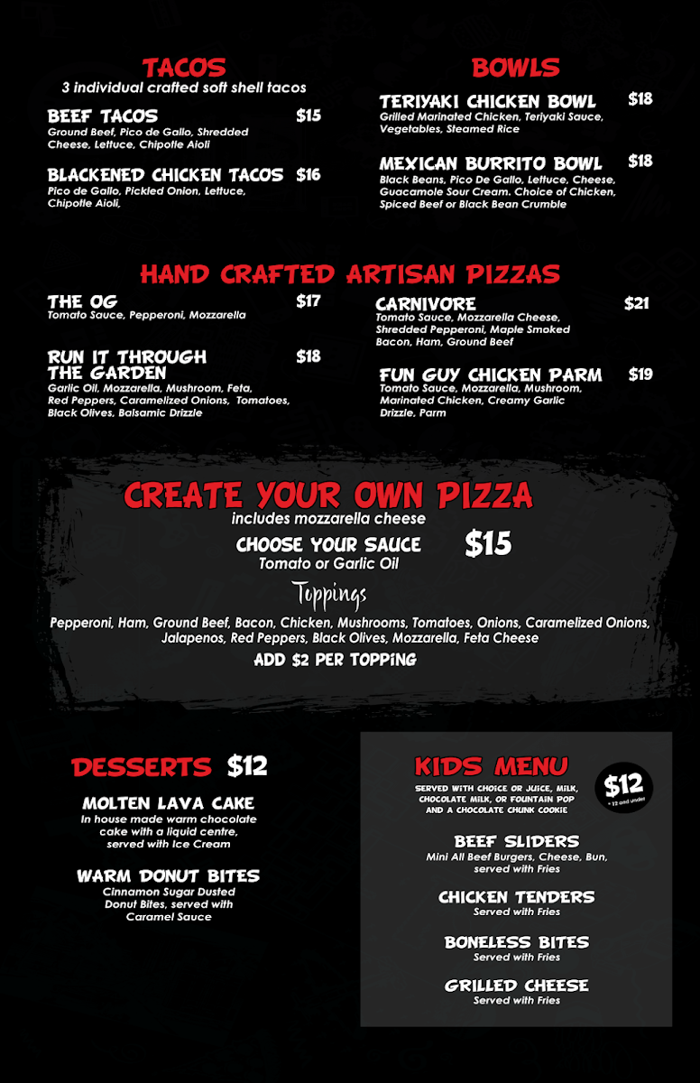 Menu, Big Time Entertainment