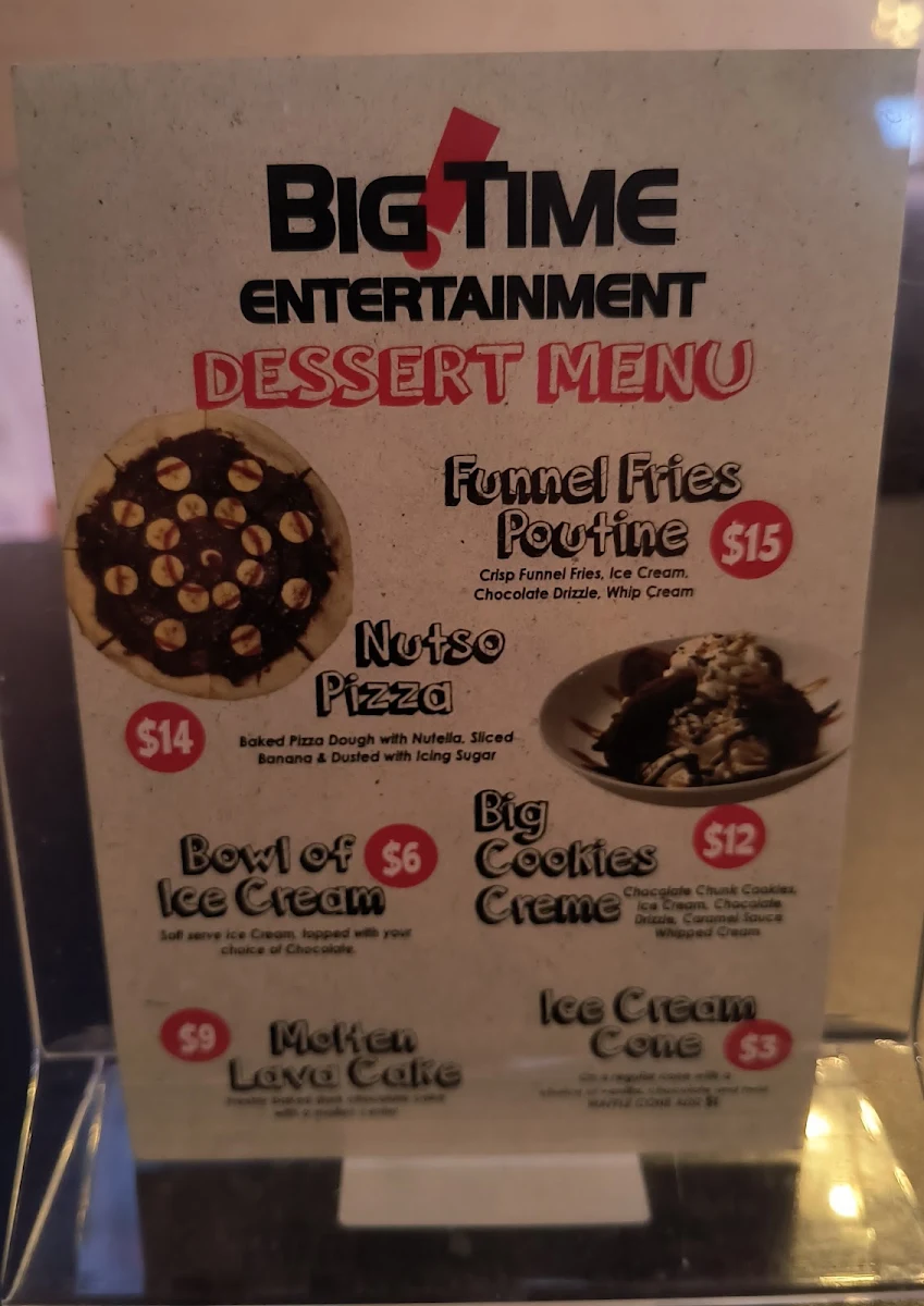 Menu, Big Time Entertainment