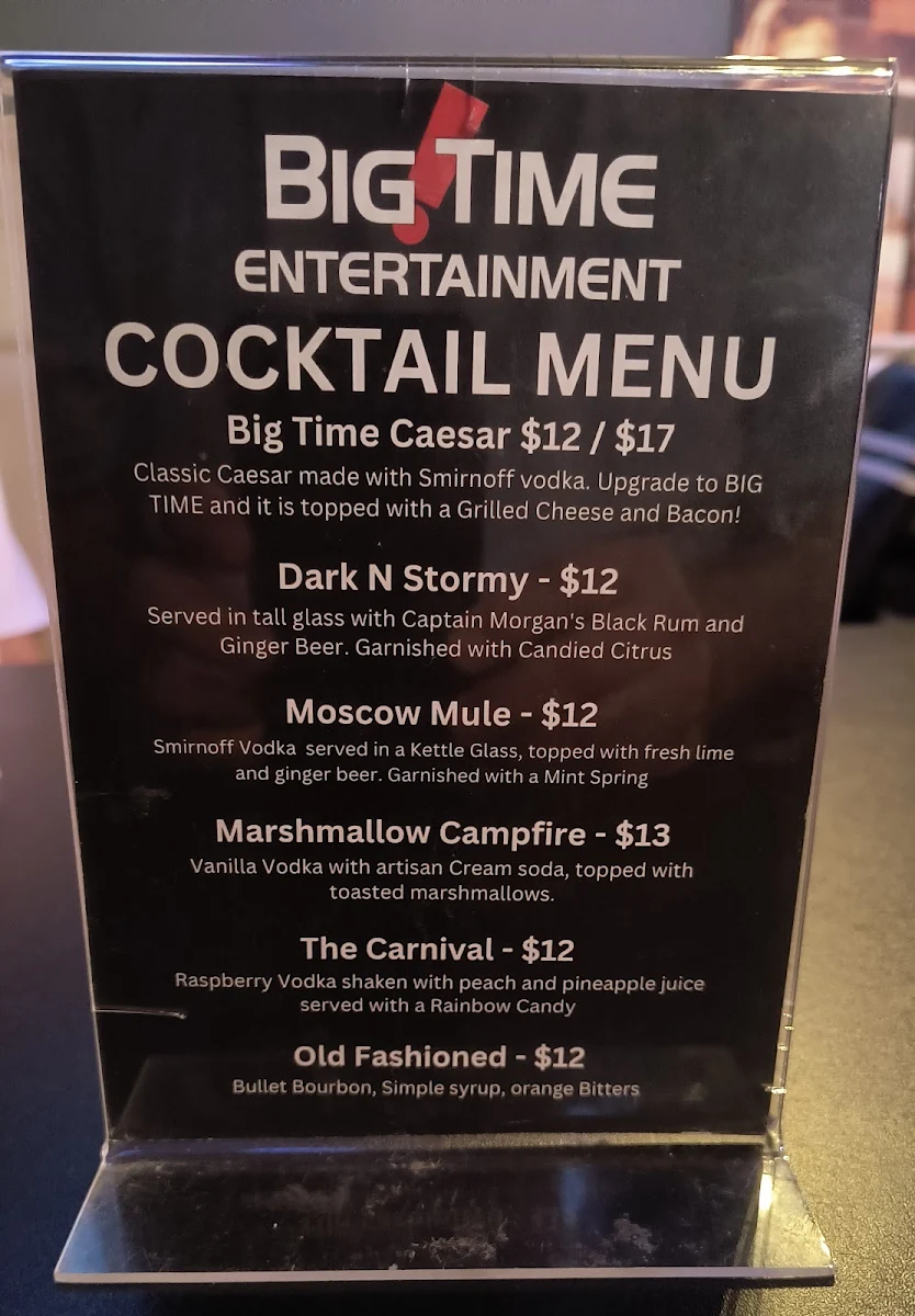 Menu, Big Time Entertainment