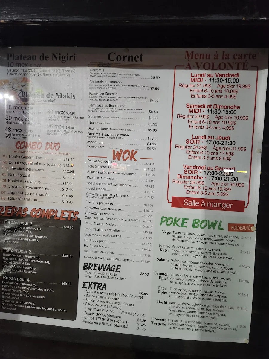 Menu, Sushi Hoshi