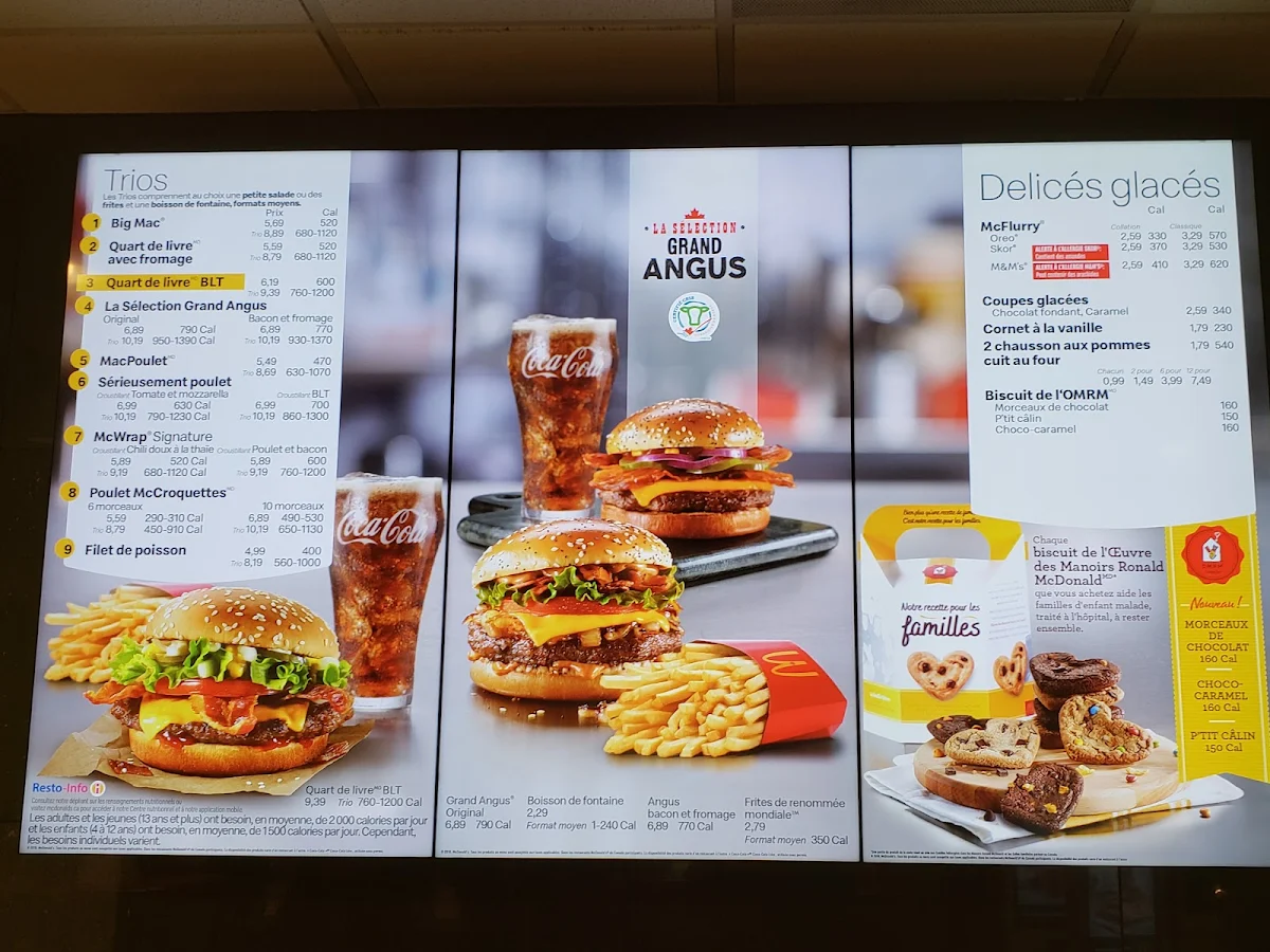 Menu, McDonald's