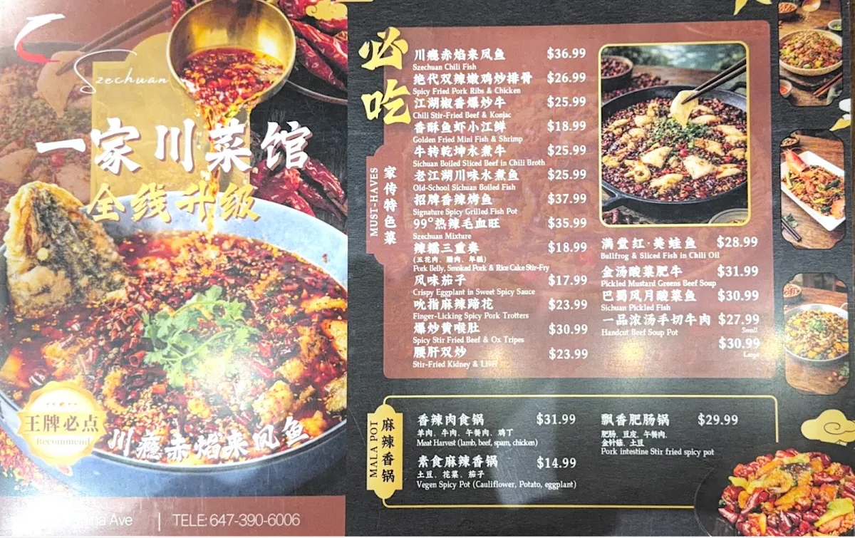 Menu, A Szechuan Restaurant