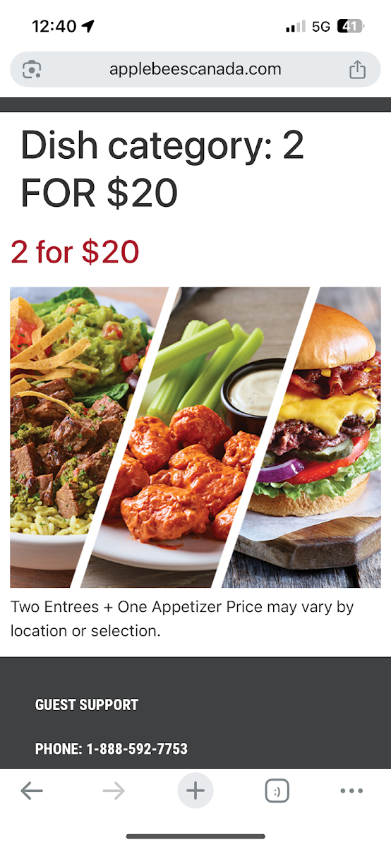 Menu, Applebee's Grill + Bar
