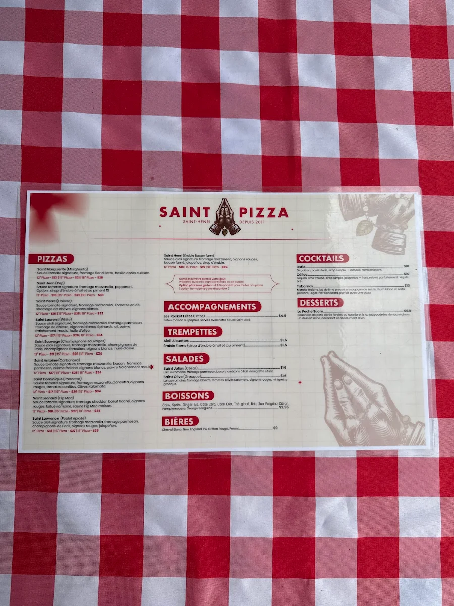 Menu, Saint Pizza (FFPizza) - Saint Henri