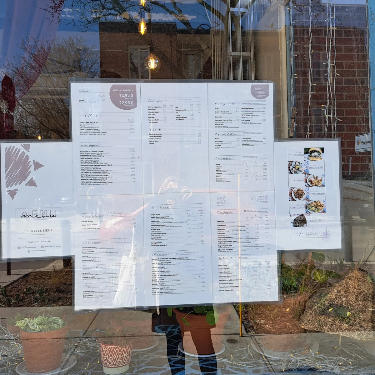 Menu, Restaurant Les Belles-Soeurs