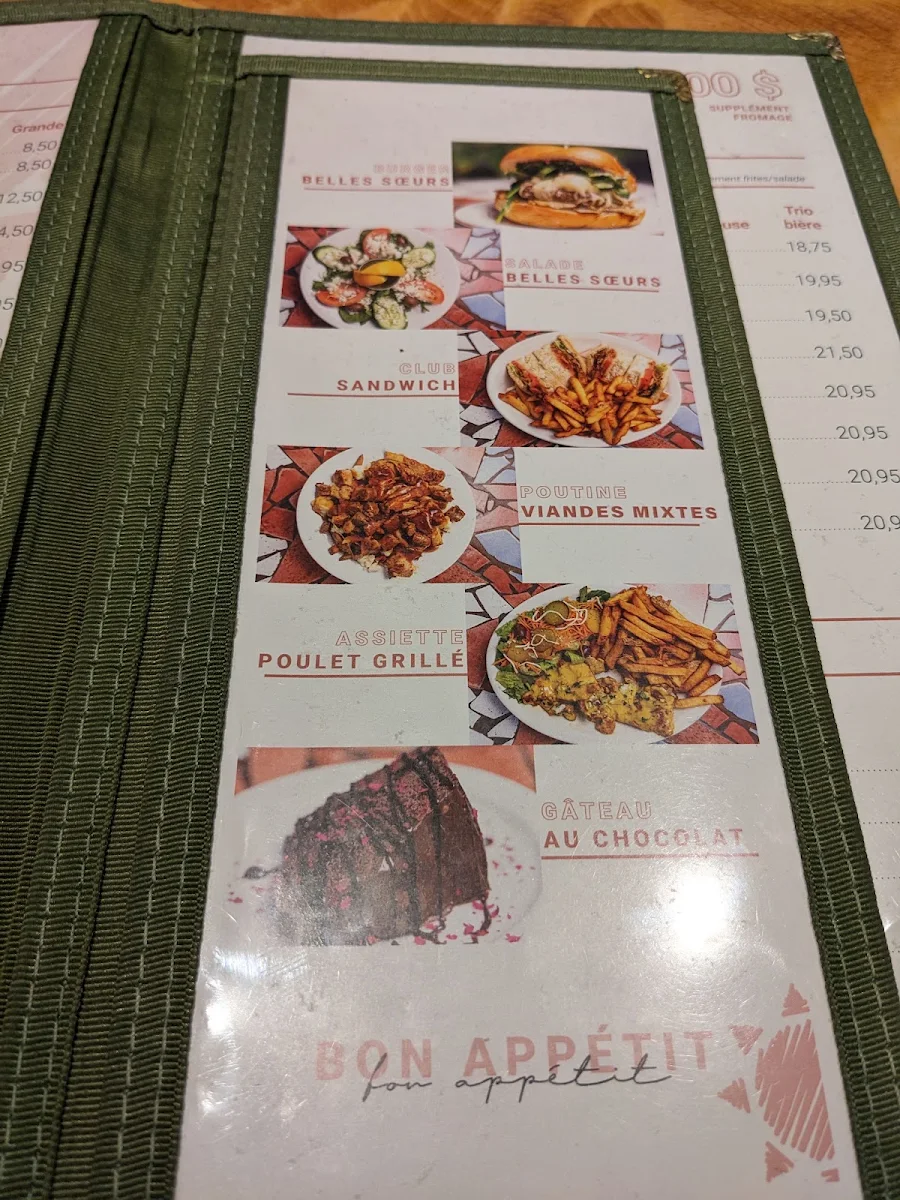 Menu, Restaurant Les Belles-Soeurs