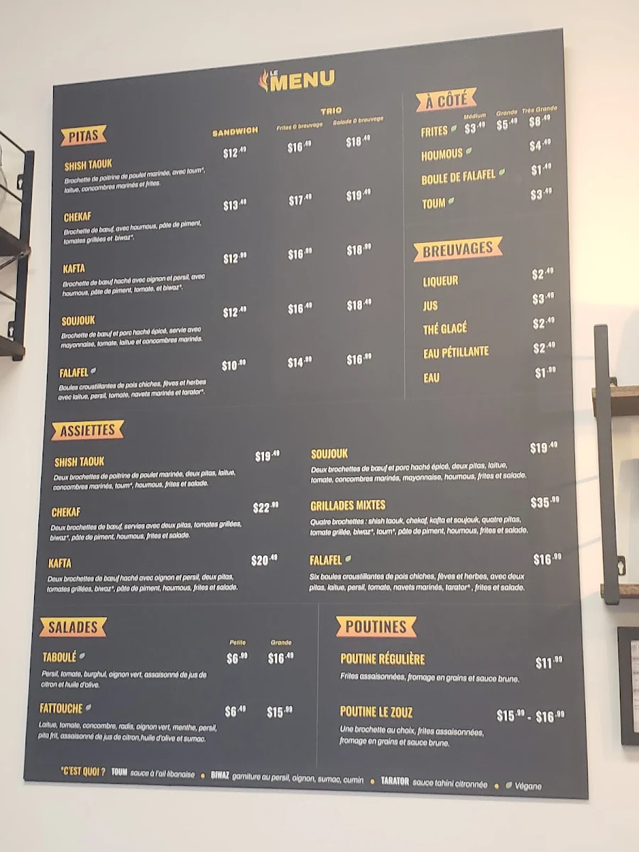 Menu, Le Zouz