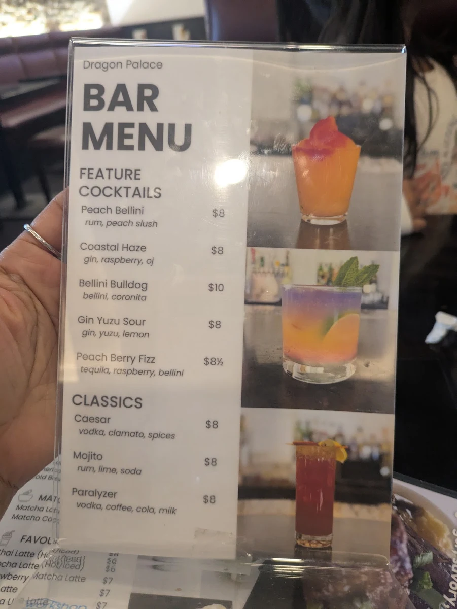 Menu, Dragon Palace Restaurant