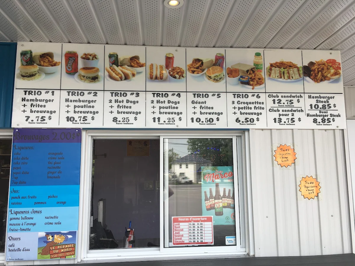 Menu, Le Repaire Du Nord Inc