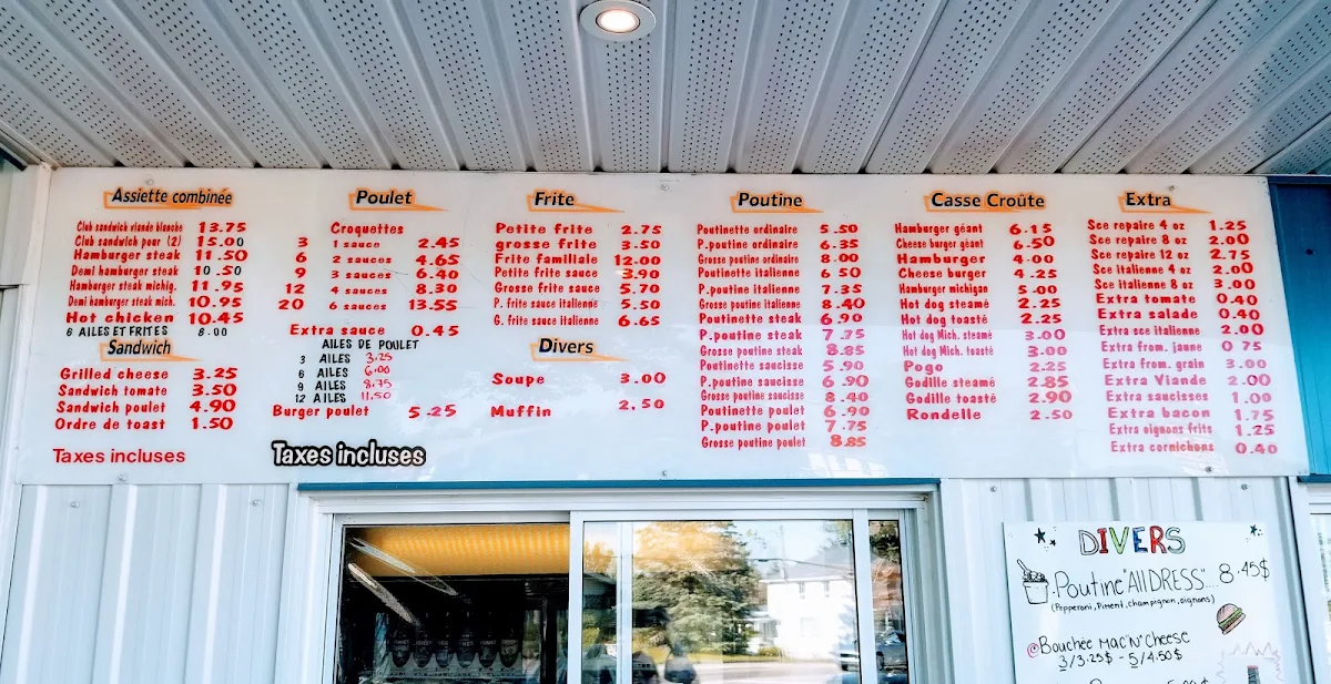 Menu, Le Repaire Du Nord Inc