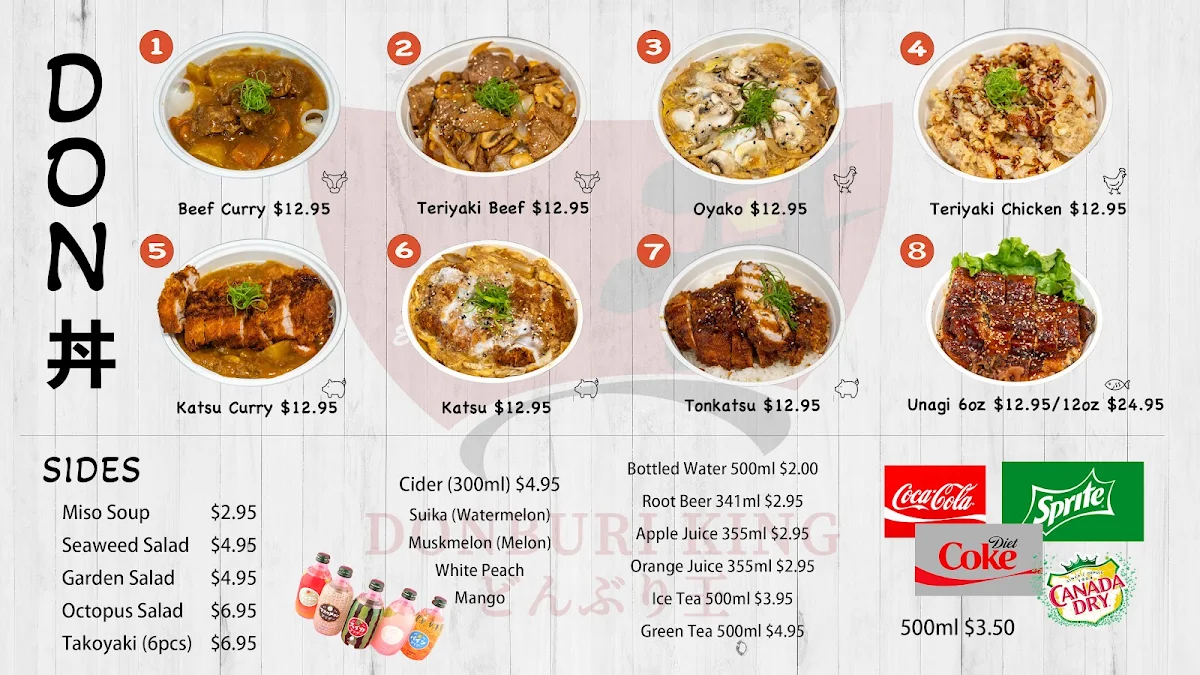 Menu, Donburi King