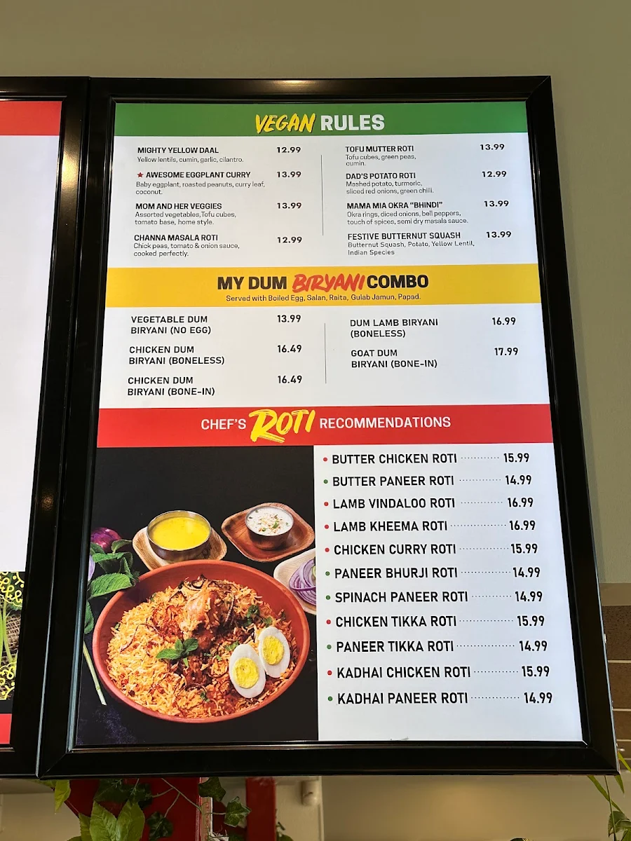 Menu, My Roti Place / My Dosa Place Scarborough