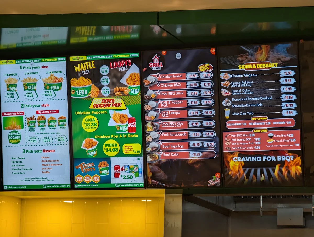 Menu, Potato Corner
