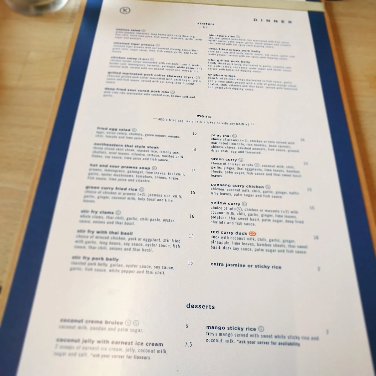 Menu, Kin Kao - Commercial Dr