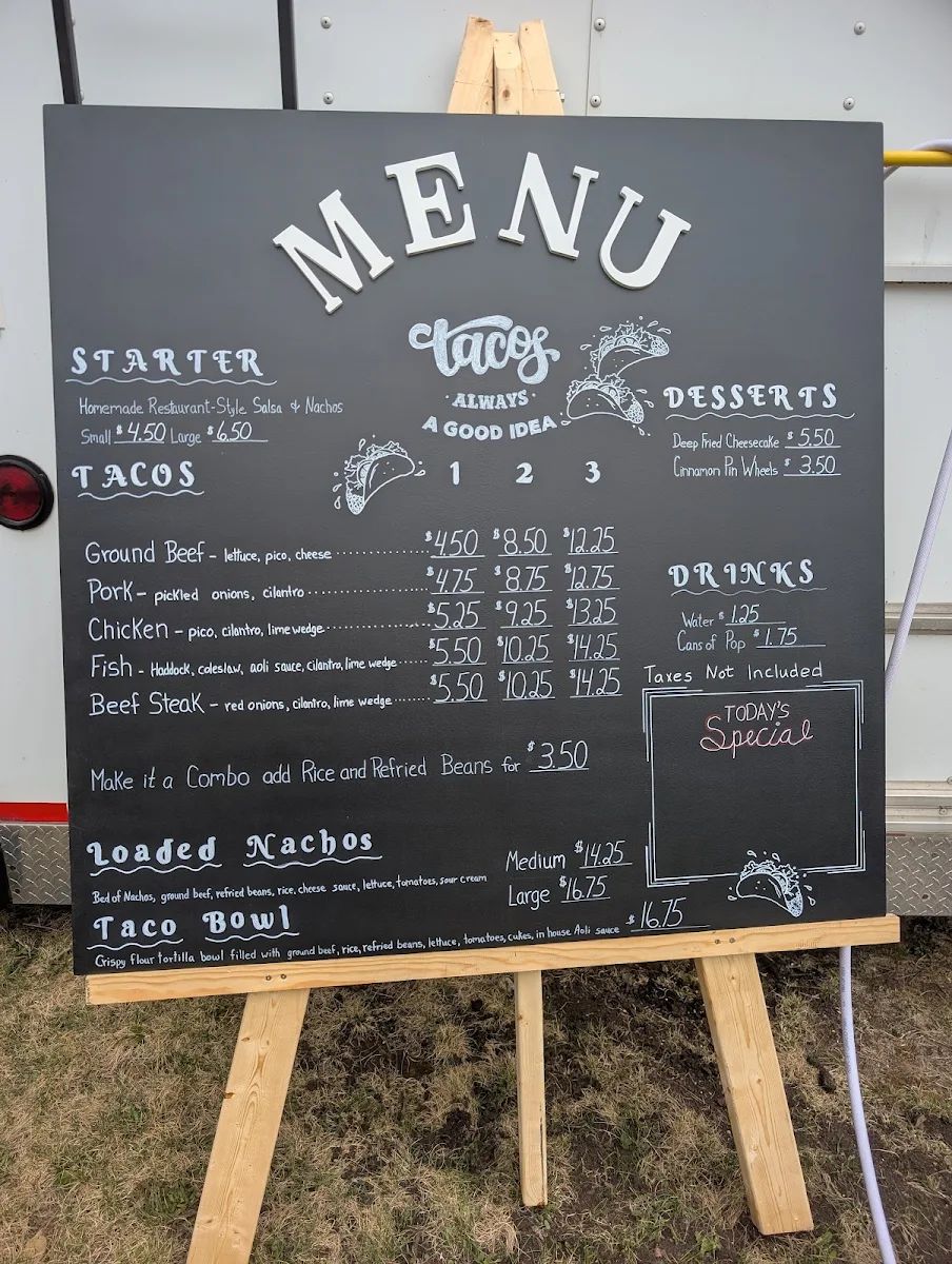 Menu, Monty's Tacos