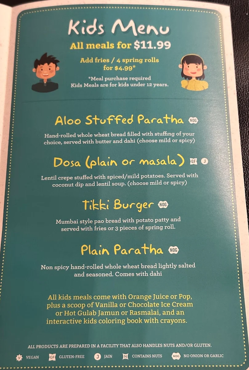 Menu, Brar's Trinity Common