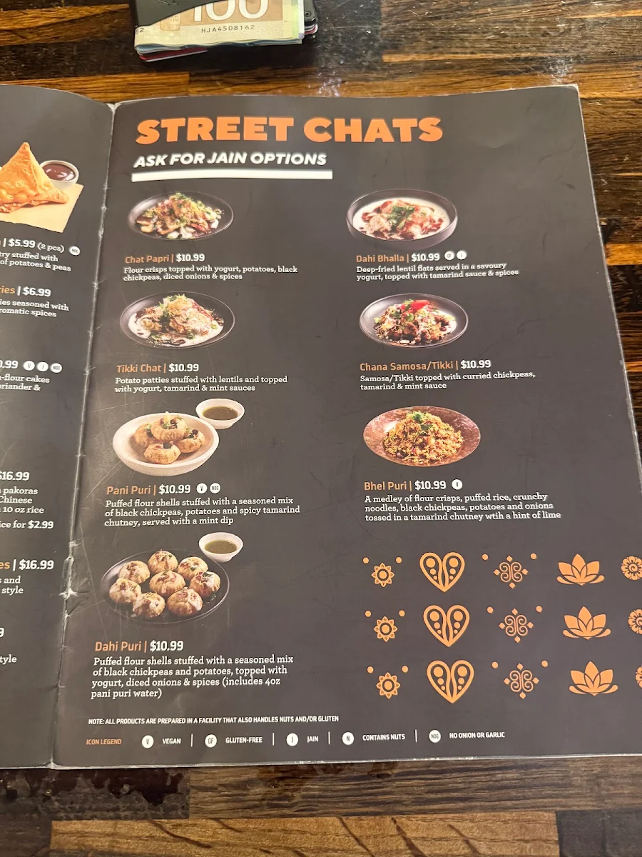 Menu, Brar's Trinity Common