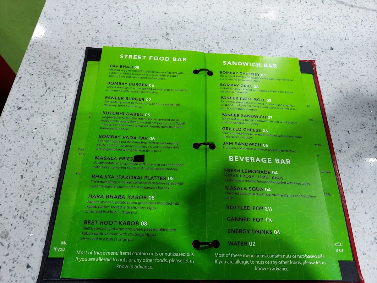 Menu, Royal Paan