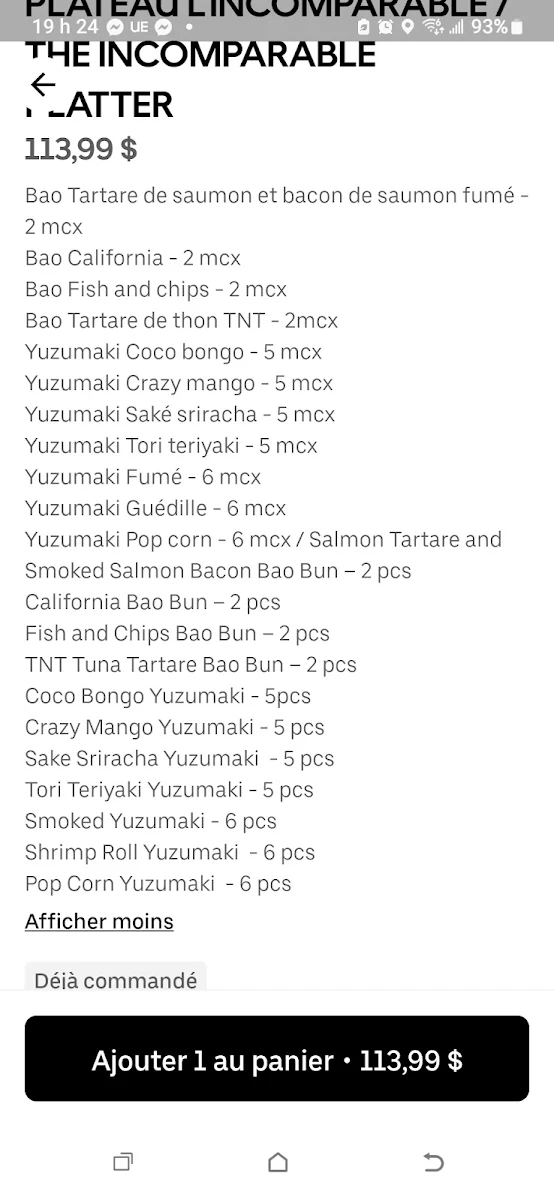 Menu, Yuzu sushi