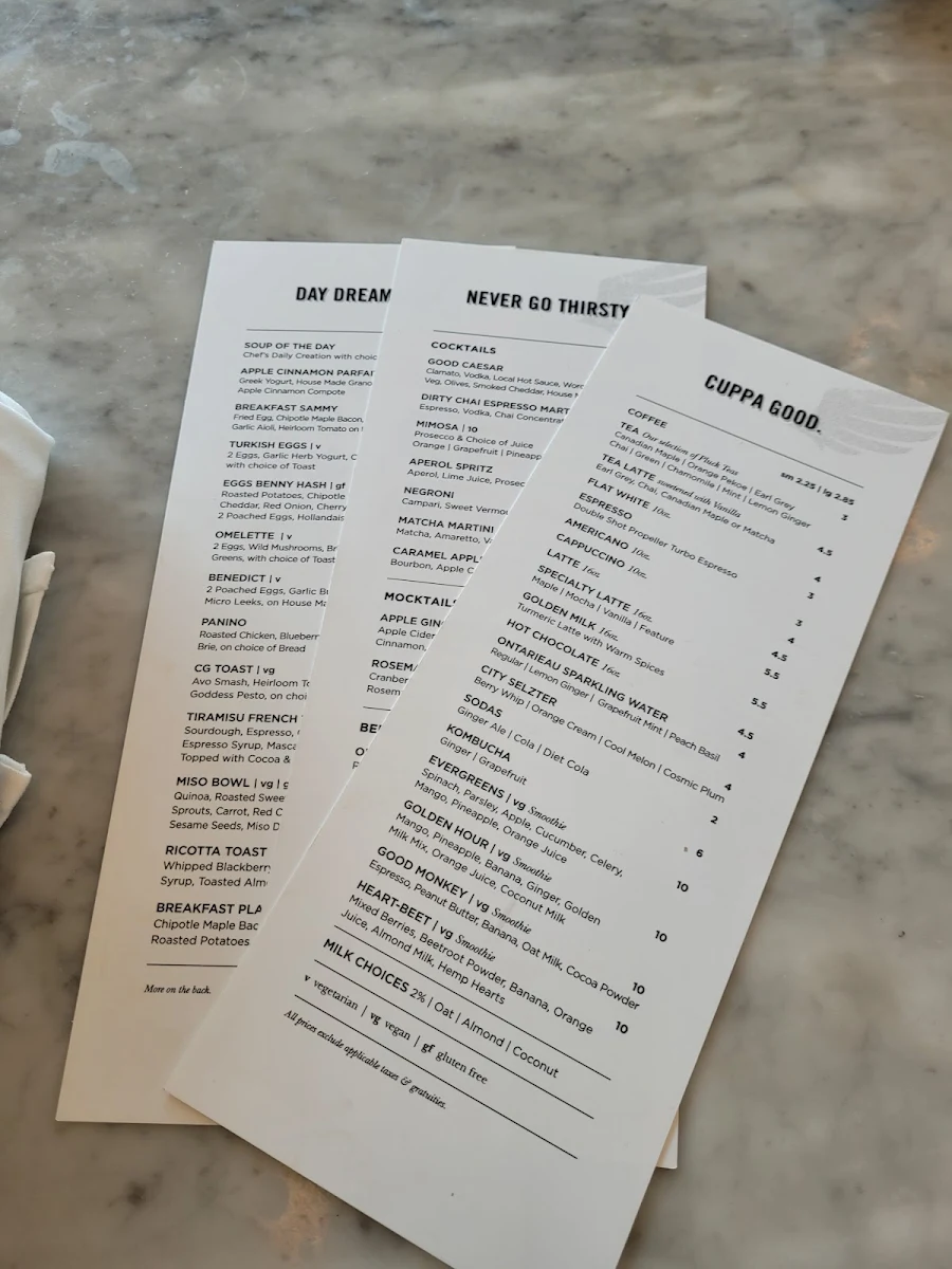 Menu, Common Good Cafe & Social House