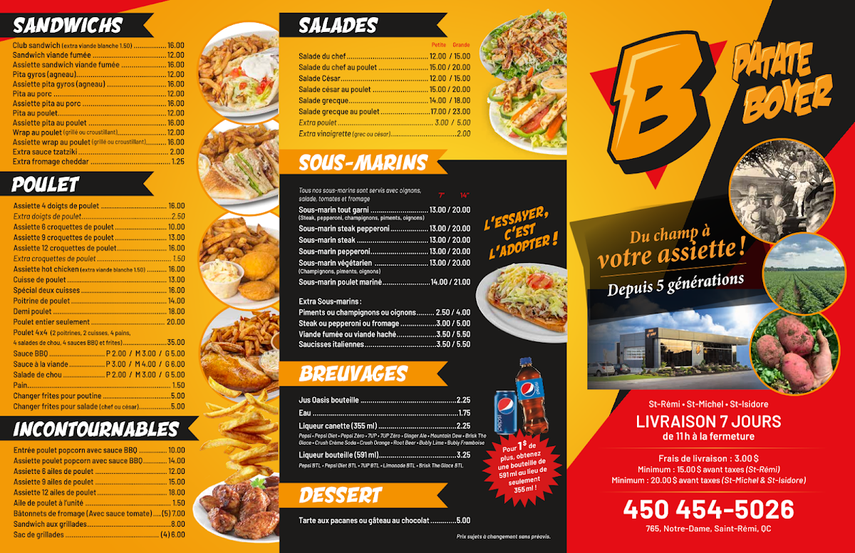 Menu, Patate Boyer