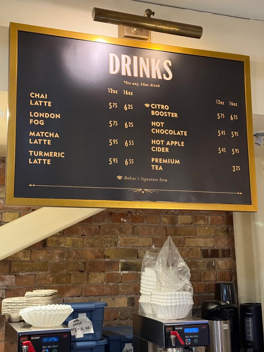 Menu, Balzac's Market Street