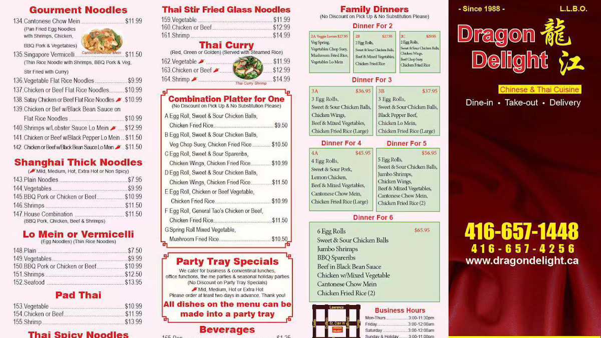 Menu, Dragon Delight