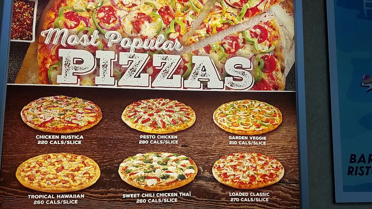 Menu, Pizza Pizza