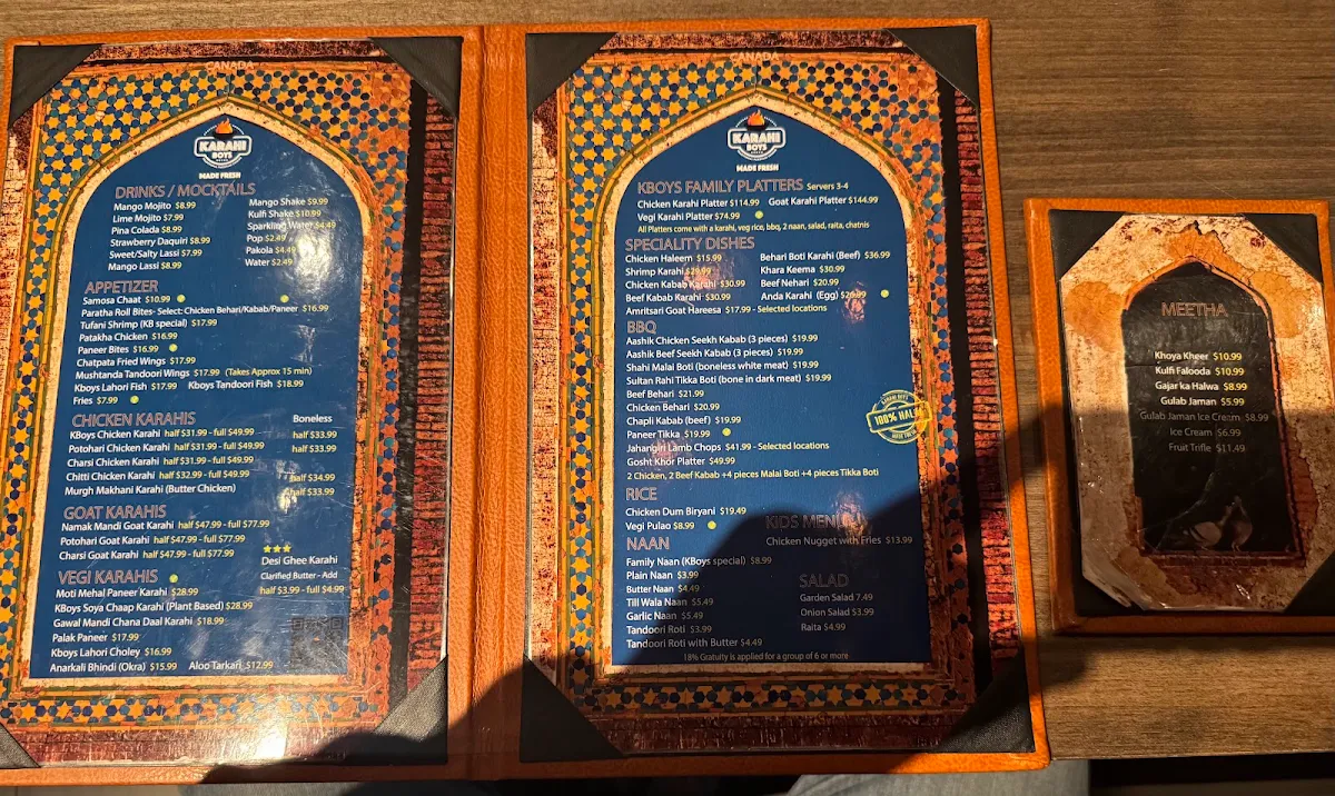 Menu, Karahi Boys