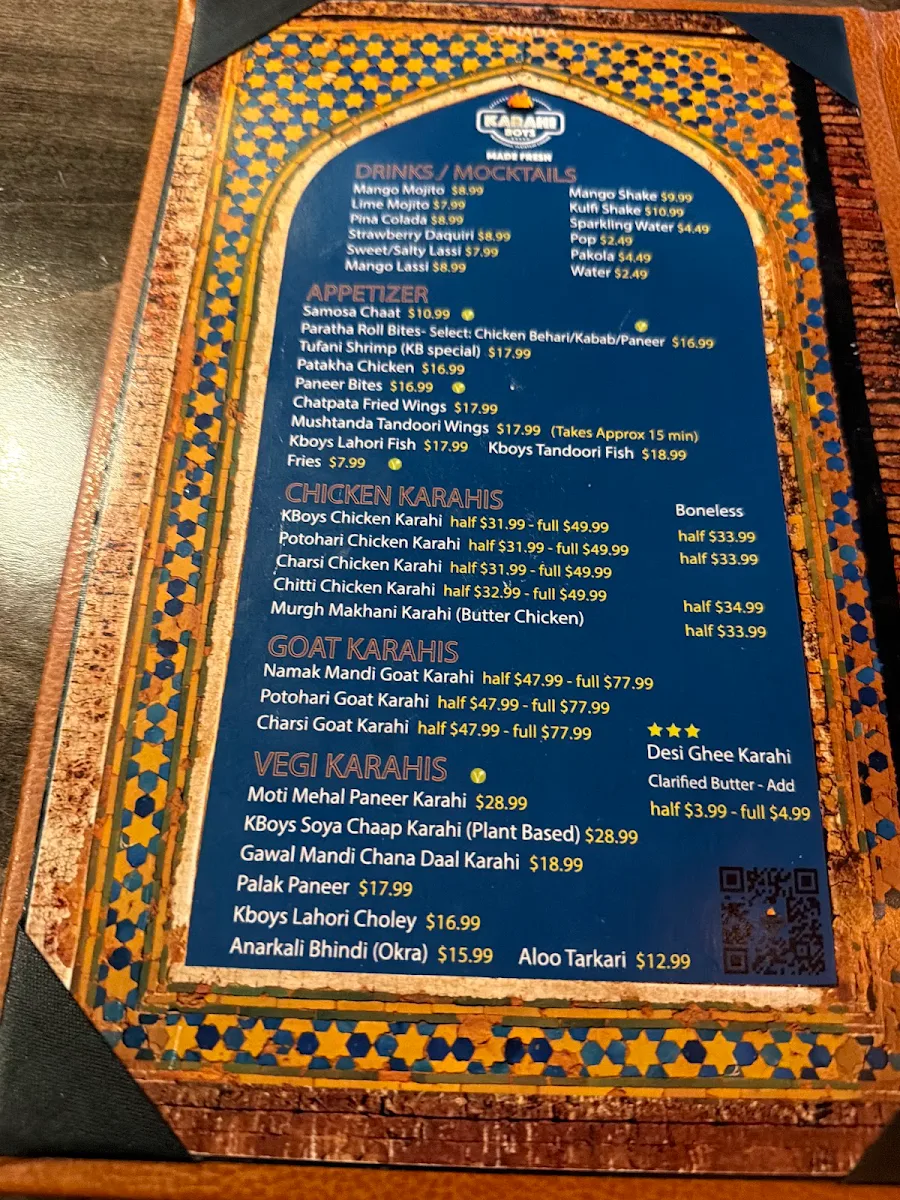Menu, Karahi Boys