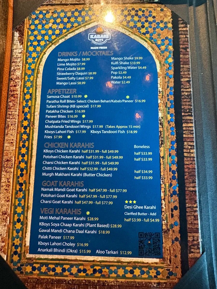 Menu, Karahi Boys