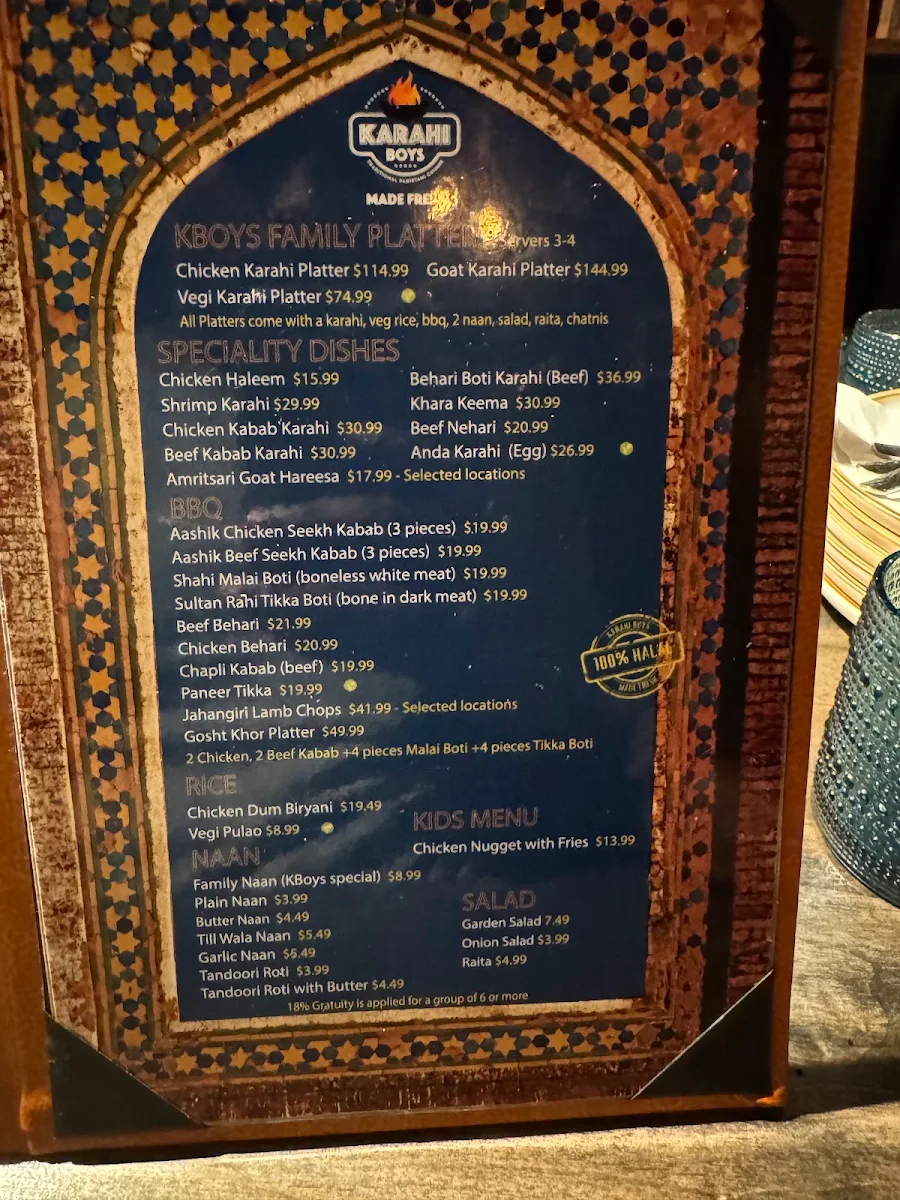Menu, Karahi Boys