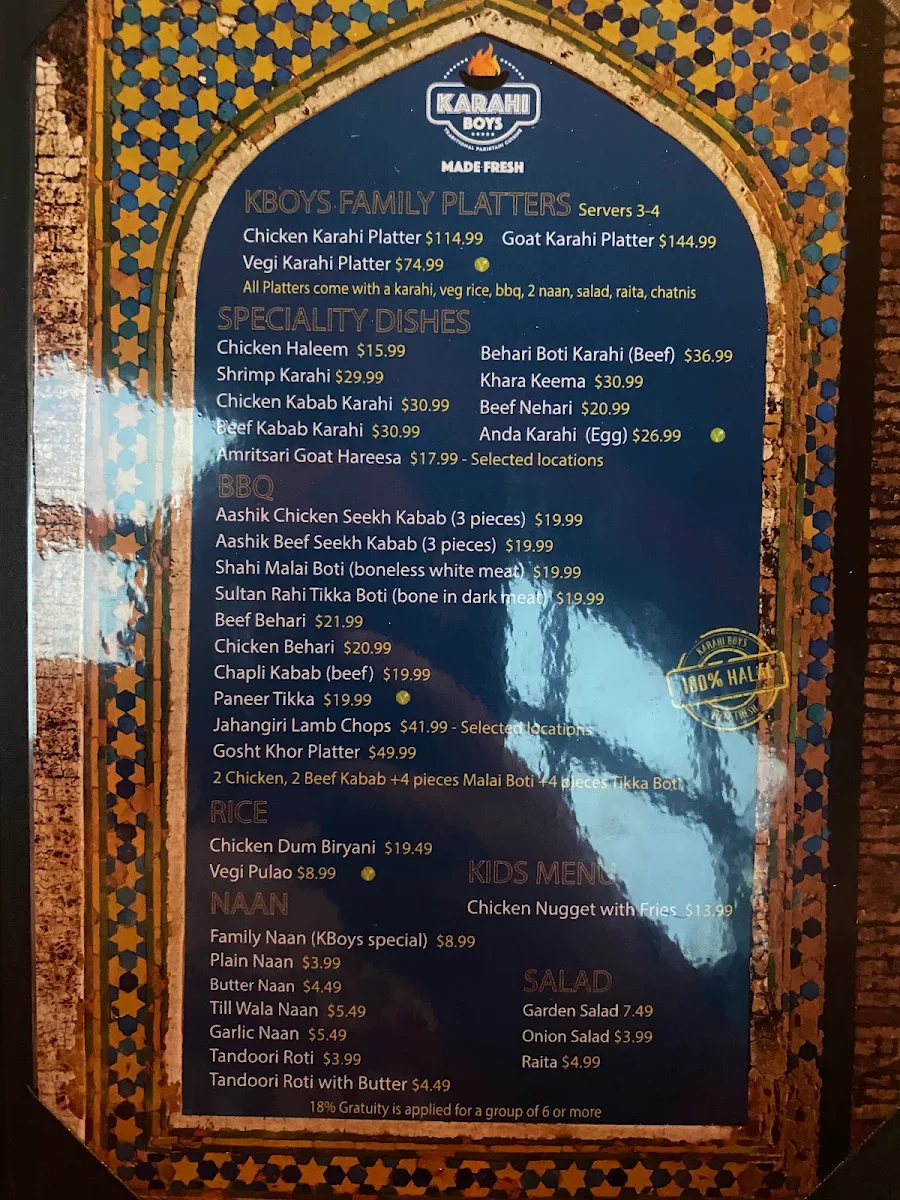 Menu, Karahi Boys