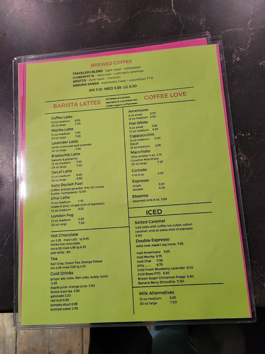 Menu, Tobermory Coffee Company Cafe